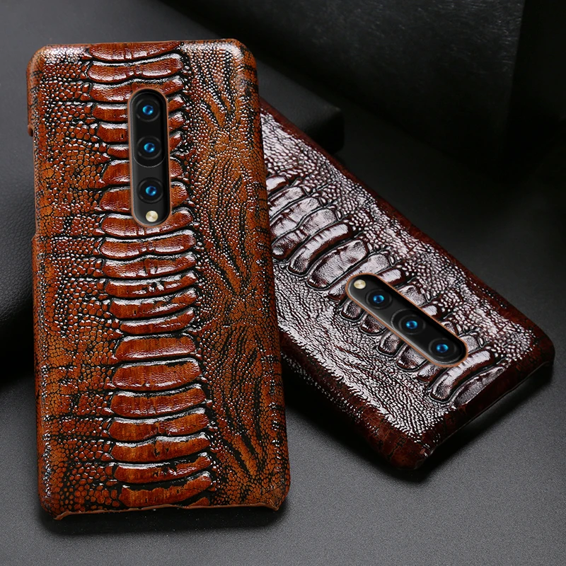Genuine Leather Phone Case For Oneplus Nord 8 7 7T Pro 9 9T 5 5T 3 3T Cases Luxury Cowhide Ostrich Foot Texture Cover Funda Capa | Мобильные