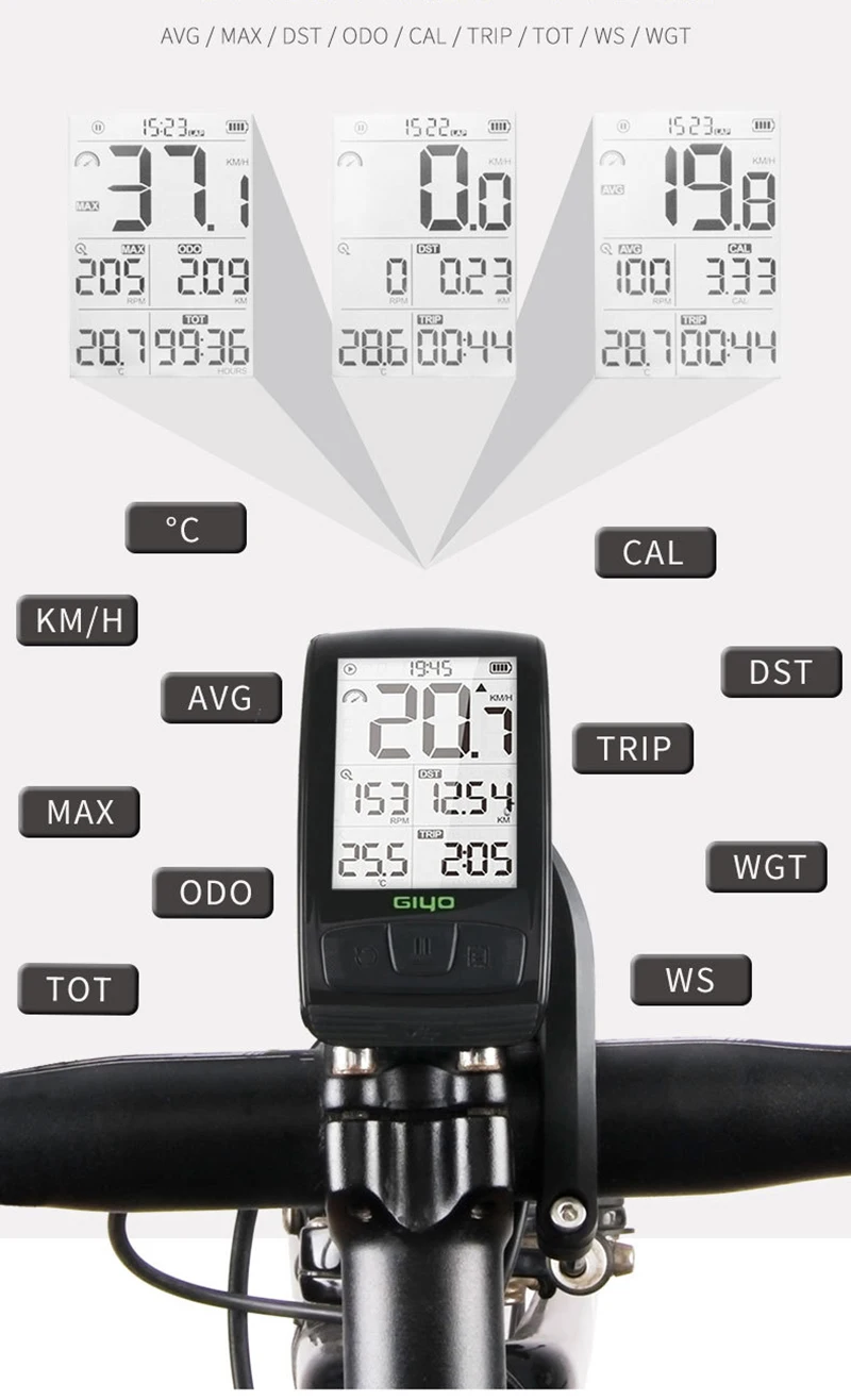 Giyo Bike Computer Wireless Bluetooth Code Table Road/Mountain Bicycle Speed Detector Backlight Waterproof M4 Bike Accessories Giyo Bike Computer Wireless Bluetooth Code Table Road/Mountain Bicycle Speed Detector Backlight Waterproof M4 Bike Accessories