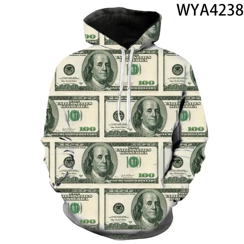 New Dollar Hoodies Men Women Children Money Printed Gothic 3D Print Funny Cool Boy Girl Kids Hooded Pullover Clothing | Мужская одежда