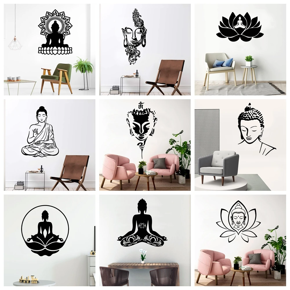 New-Buddha-Art-Vinyl-Wall-Stickers-Wallpaper-For-Living-Room-Home