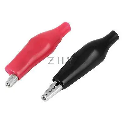 

2 PCS Red Black 45 Length Crocodile Alligator Test Clip Connectors