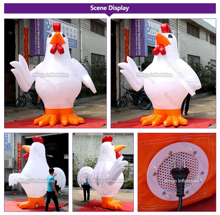 Изысканное ремесло 3mh надувная белая курица мультфильм зарядка воздуха заказанная модель петуха воздушный шар украшение реклама