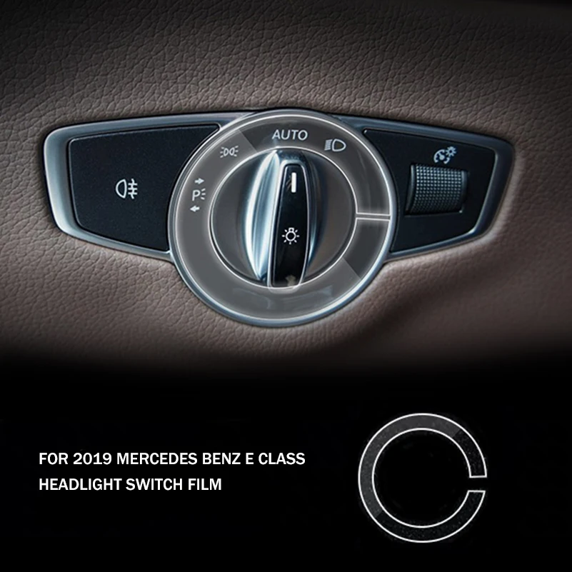 ТПУ Автомобильная внутренняя Защитная панель наклейка для Mercedes Benz E Class - Название цвета: Headlight Switch