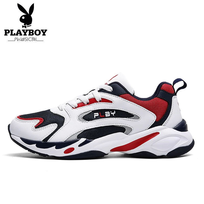 PLAYBOY/Новинка; Повседневная обувь; мужские кроссовки; Мужская обувь; удобная мужская обувь на плоской подошве; модная обувь для прогулок и отдыха; Tenis Masculino; PL615146 - Цвет: white blue