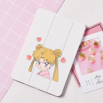 

Cartoon Sailor Moon Magnet Flip Cover For Apple iPad 2018 9.7" Case For iPad Air PU Leather Plastic Tablet Folding Folio Case