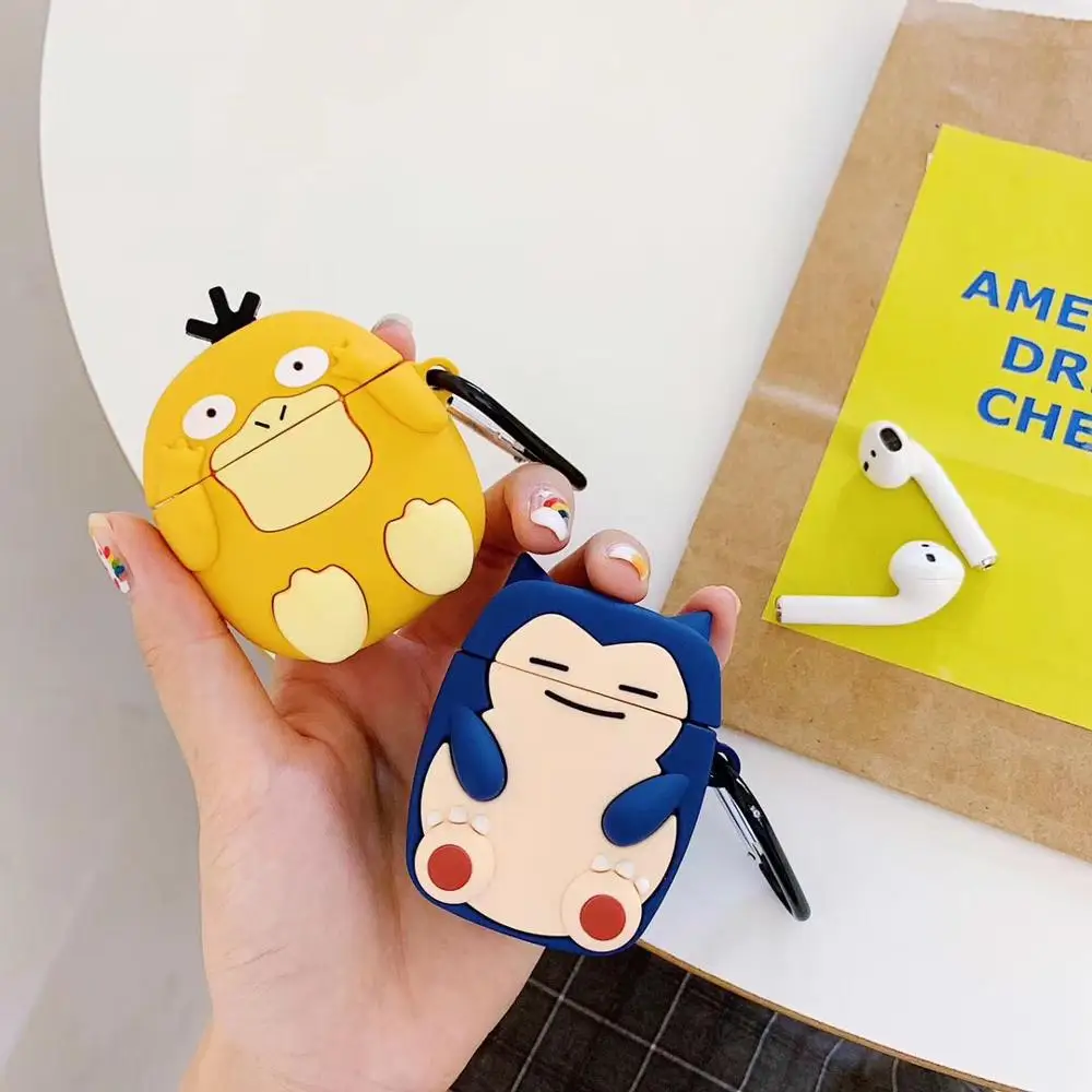 

cute 3D cartoon Psyduck Snorlax Silicone soft case For Apple new Airpods 1/2 Cover Wireless Bluetooth Earphone Protective case