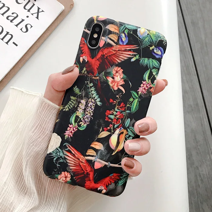 Lovebay ретро красочные цветы чехол для телефона для iphone 11 Pro XR XS Max X 6 6S 7 8 Plus лист матовый мягкий IMD арт задняя крышка с цветочным рисунком - Цвет: T5