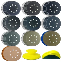 Disque de ponçage rond 60 – 1000 grains, papier de ponçage humide et sec pour meuleuse, bande de polissage de Surface, finition de la peinture rouillée, 52 pièces