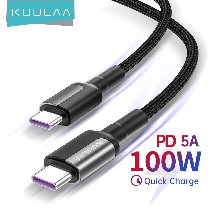 KUULAA USB C to USB Type C Cable PD 100W 60W Fast Charger Cord for Samsung MacBook iPad Quick Charge 4.0 USBC Wire Accessories
