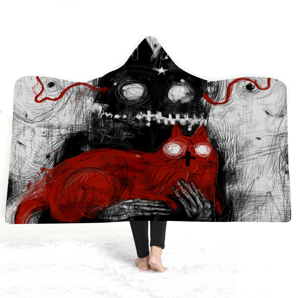 Кошка животное одеяло с капюшоном 3D принт одеяло на искусственном меху носимых постельные принадлежности для офиса самолет постельные принадлежности домашние тапочки из плюша, Одеяло - Цвет: 9