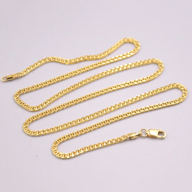 18K Yellow Gold Women Necklace Wheat Foxtail Chain 17.7inch 1.8mmW 3.8 ...