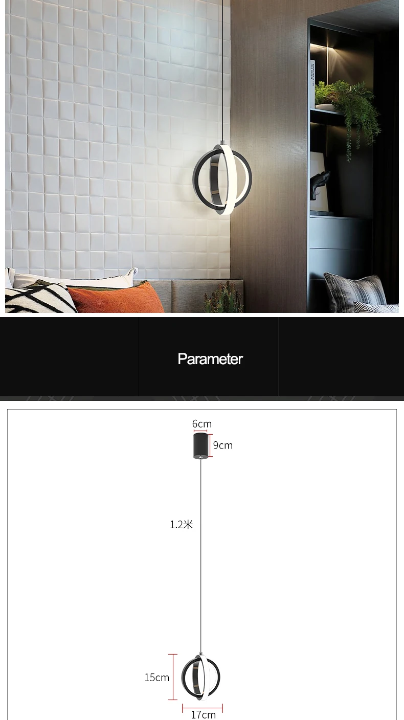 Черный/белый современный светодиодный светильник для гостиной, для обеденного стола, барной стойки, кольцевая люстра, лампа, регулируемая по высоте