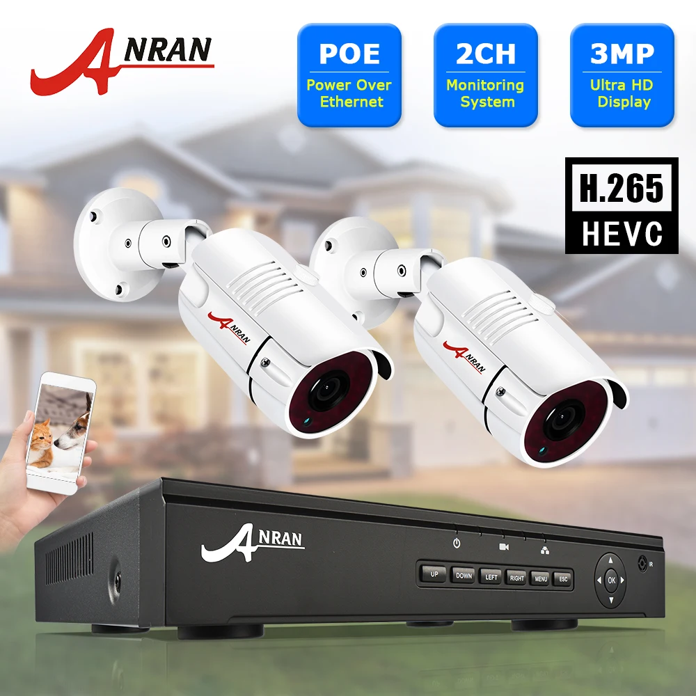 

ANRAN H.265 1080P HDMI POE NVR Kit CCTV Security System 3MP IR Outdoor Waterproof IP Camera P2P Video Surveillance Set Remote