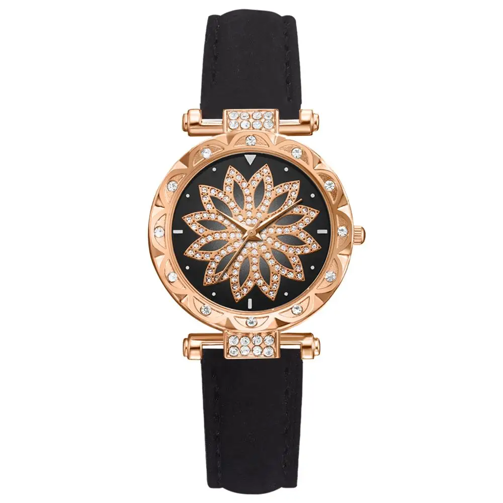 Лидер продаж женские часы браслет 2 шт. набор звездное небо женские часы-браслет повседневные кожаные кварцевые наручные часы Relogio Feminino - Цвет: Черный