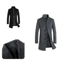 

Simple Men Jacket Solid Color Outwear Pure Color Slim Fit Trench Coat Coat Coat