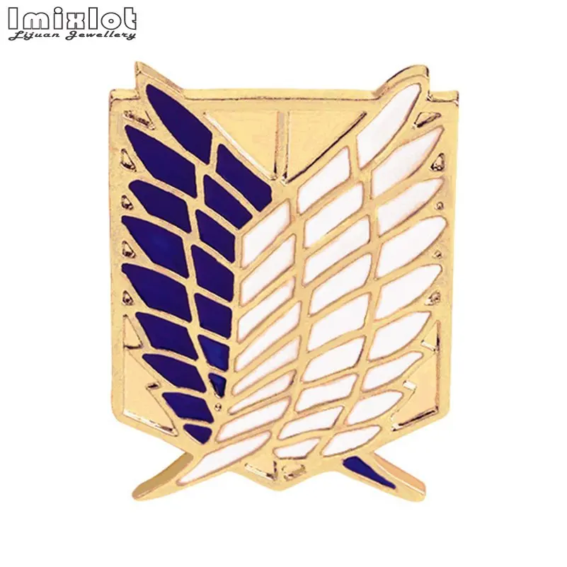 Значок на лацкан атака Титанов 4 цвета булавка с кабошоном черная синяя эмаль