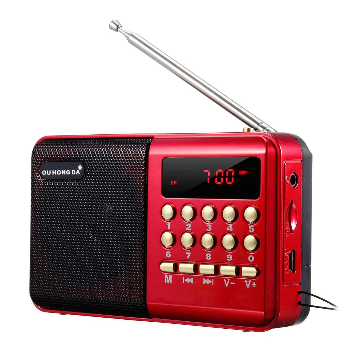 Radio FM portatile digitale LCD Altoparlante Lettore MP3 USB TF RICARICABILE 