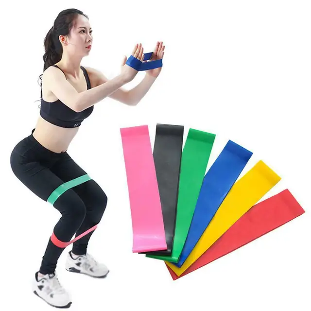 US $6.43 6pcs Latex Elastic Yoga Resistance Bands Colorful Strength Training Durable Gym Sport Fitness Body 