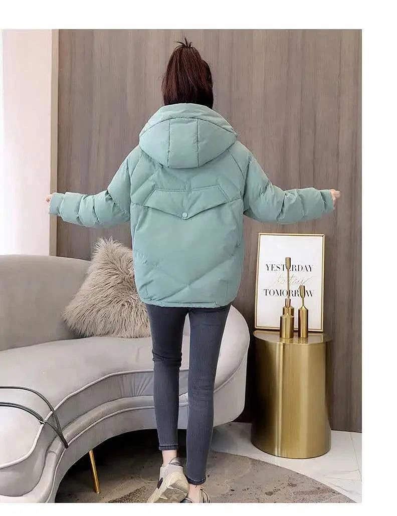 2020 New Fashion Short Letter Print Autumn Winter Jacket Women Warm Solid Hooded Down Parka Cotton Jacket Coat S-XXXL