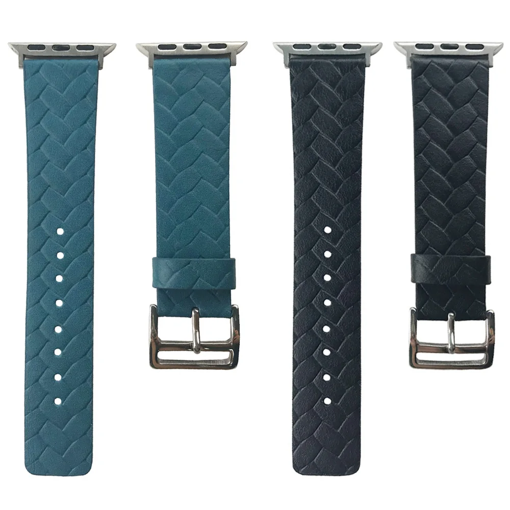 

Woven Pattern Style Leather Strap for Apple Watch Series 5 4 3 2 1 Band Bracelet for iWatch 40mm 44mm 38mm 42mm Wrist Belt