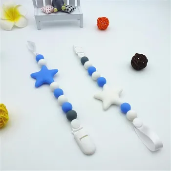 

food grade Silicone Beads bebe Pacifier Clips Safe pacifier star chain Holder Chewlery Baby Products 2019