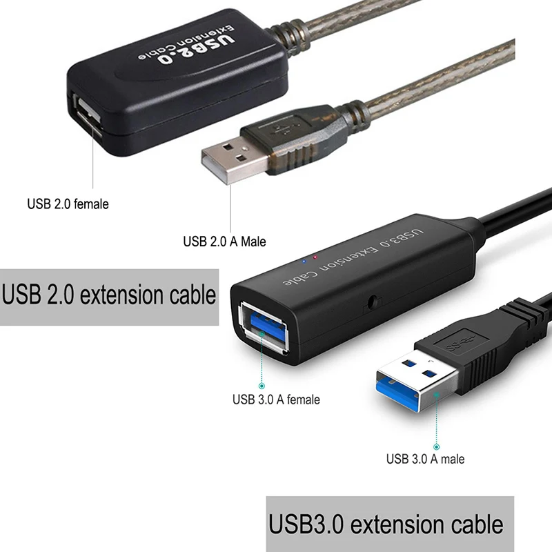 Активный USB 2 0/USB 3 0 удлинитель шнур 10 м 15 5 с усилителем/усилителем для ПК ноутбука|