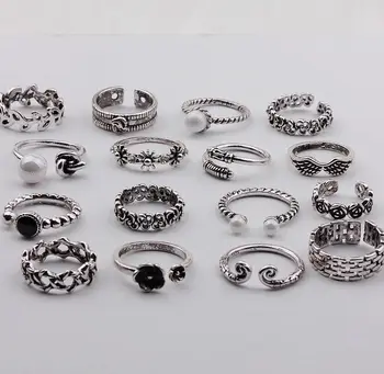 

36 Pcs/lot fashion men black color alloy punk style ring lot wholesale