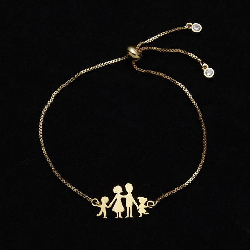 Bracelet Jewelry Family Series Friendship Metal Bracelet Mom Daughter Sister Heart Silver Color Chain Woman Couple Mother's Day Gift