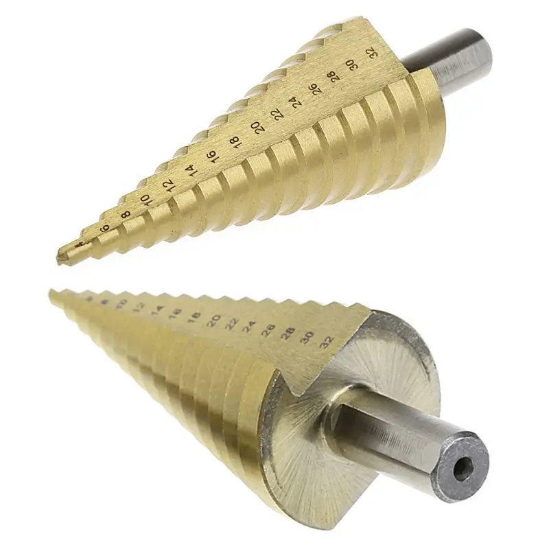 

6 Pcs/Set HSS Steel Titanium Coated Step Drill Bit Hole Cutter 4-32mm Metal Tool E15A