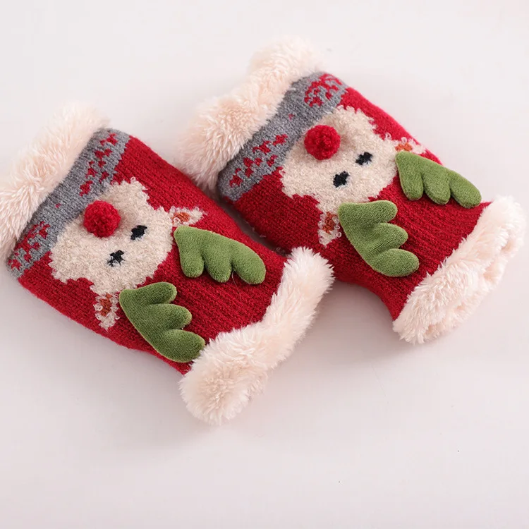 Зимние перчатки, детские варежки, бархатные зимние теплые милые перчатки для сноубординга, детские милые маленькие рукавицы с оленями, зимние теплые рождественские перчатки