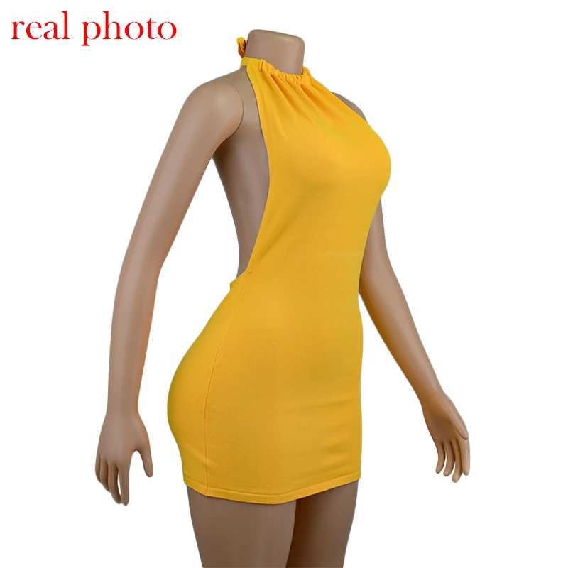 Sexy Backless Mini Bodycon Skinny Dresses Club Party Sleeveless Knitted - dresses