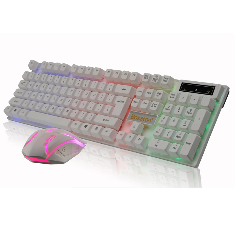 Набор проводных usb-клавиатуры и мыши Bosston с подсветкой и 104 клавишами, механические игровые клавиатуры для ПК, компьютера, ноутбука