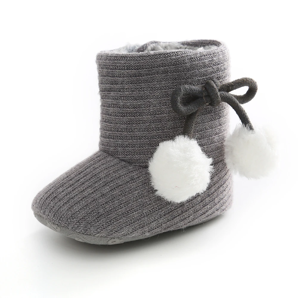 Зимние сапоги для маленьких девочек с лентами для волос; милые мягкие ботинки для новорожденных; теплые зимние ботинки для девочек - Цвет: YTM2205H