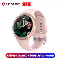 Lemfo J2 Smart Horloge Vrouwen Hd Full Touch Screen IP68 Waterdicht Diy Horloge Gezicht Dame Smartwatch Vrouw 15 Dagen Standby voor Android