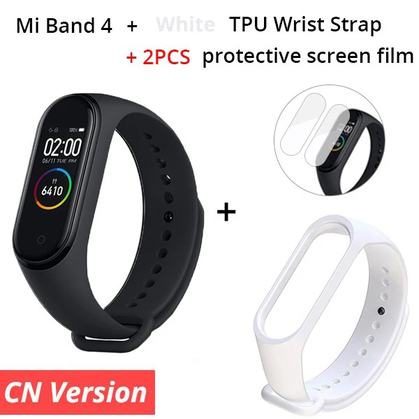 Xiaomi Mi-браслет 4 смарт-Браслет фитнес-браслет MiBand Band 4 Частота сердечных сокращений большой сенсорный экран сообщение Smartband - Цвет: CN n White Starp