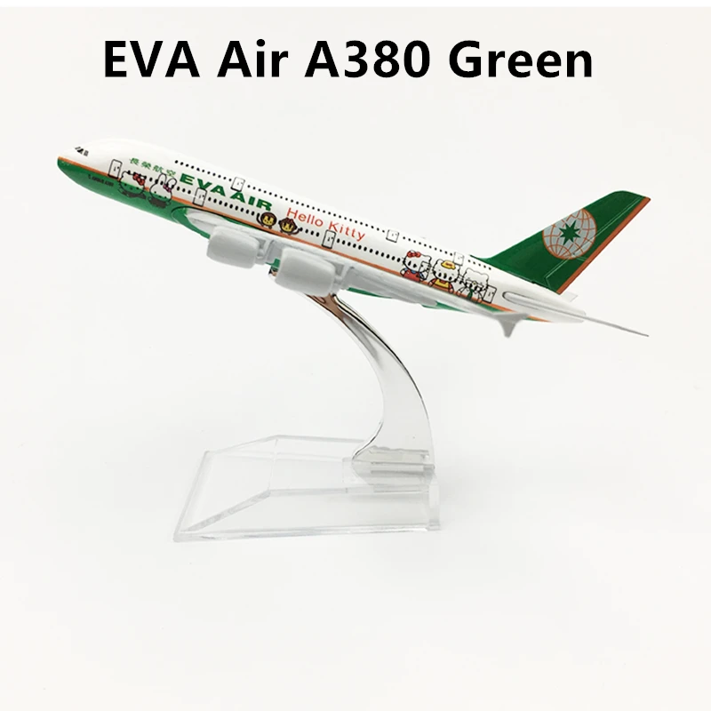 1:400 Scale 16cm Airbus A380 AIR Airways Airlines Alloy Metal Plane Model Airplanes Aircraft Gift Collectible Gifts Decoration - Цвет: EVA AIr Green