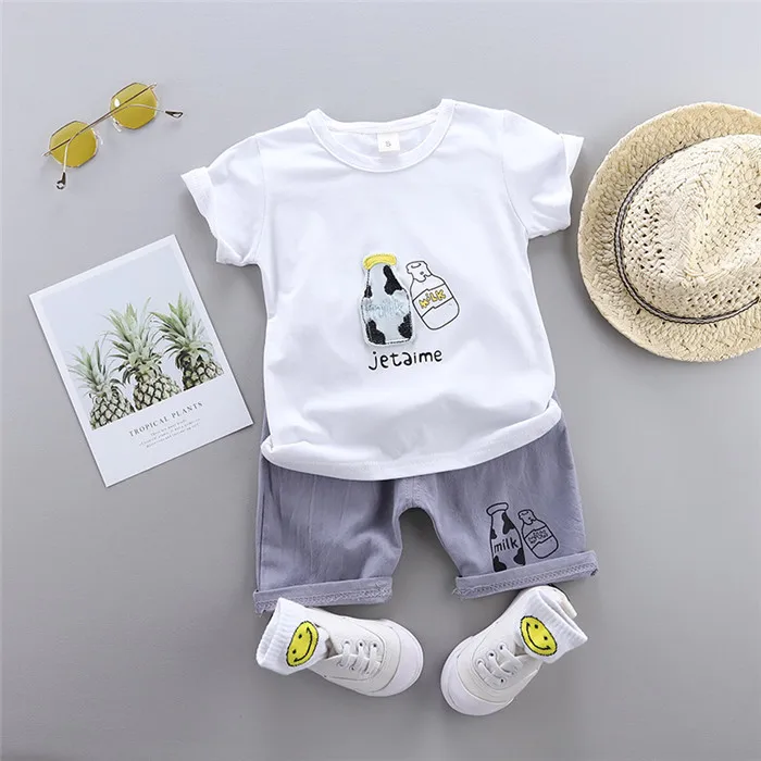 Комплект одежды высокого качества для мальчиков и девочек 0-4 лет, новая летняя одежда для активных детей с героями мультфильмов футболка+ штаны, 2 предмета, 40