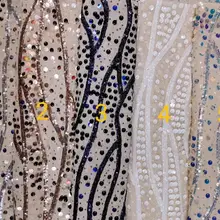 Красивая вышитая перьями Тюлевая сетчатая кружевная ткань David-11.9516 хорошего качества для праздничного платья