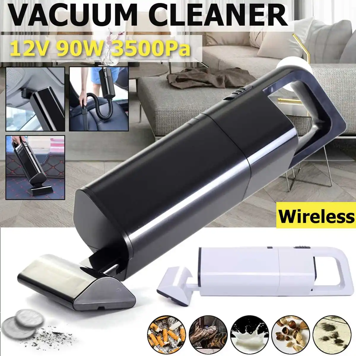 

Vacuum Cleaner 90 w 3500pa Cordless Hepa High Suction Wireless Usb Portable Handheld Cleaner Wet Dry Save Power Rechargeable