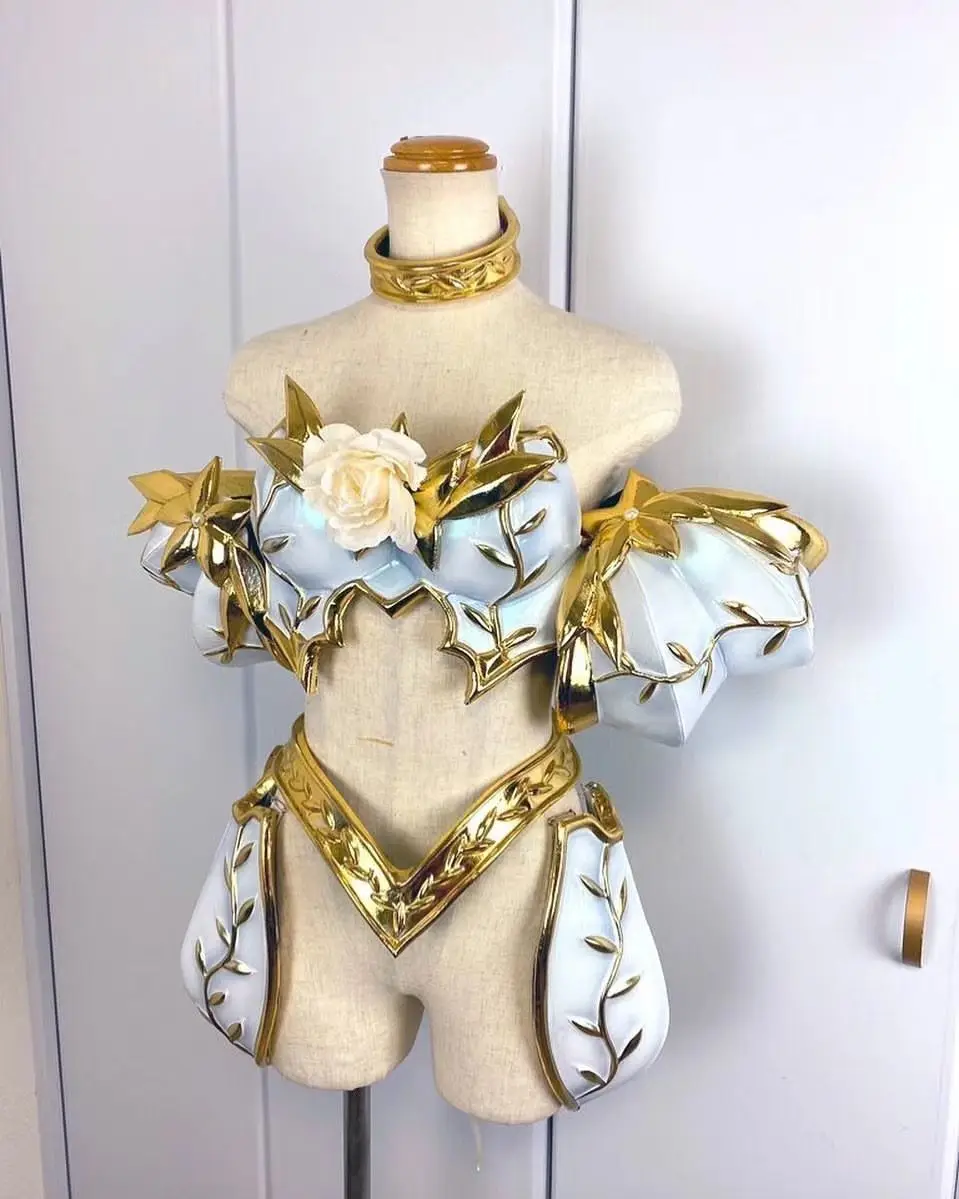 

Сексуальный женский костюм для выступления на сцене, белая броня, богиня, клубный бар, Женский певец, косплей-вечеринка