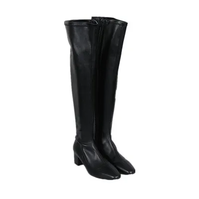 

Winter New Ladies Overknee Black Long Socks Boots For Woman Stretch Leather Thick Sole Over The Knee Riding Botas Altas Mujer