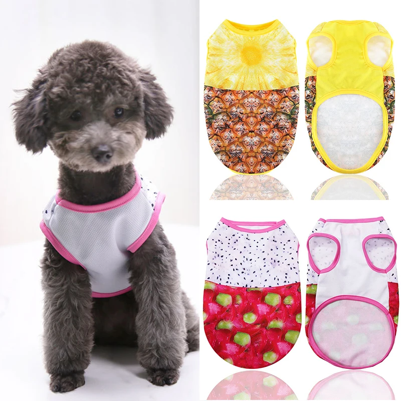 

Fashion Dog T-shirt Clothes Vest Breathable Pineapple Small Medium Dog Accessory Puppy Dragon Fruit Polyester Thin Vest