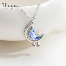 Thaya s925 Silver Water In The Moon Necklace Blue Moon Bohemia Women Choker Necklace for Women Jewelry Gift
