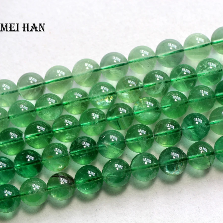 

Meihan natural 6mm A+ Green fluorite (1 strands/set) smooth round Loose beads fashion stone for jewelry making design