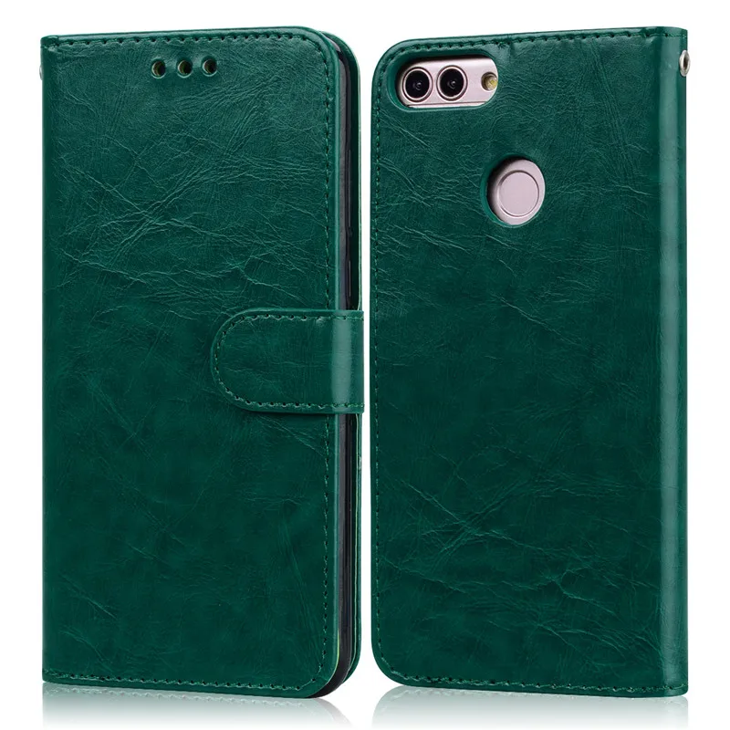 Huawei P Smart чехол FIG-LX1 Мягкий силиконовый роскошный кожаный бумажник флип-чехол для телефона huawei P Smart FIG-LX1 чехол 5,65 дюймов - Цвет: Dark Green