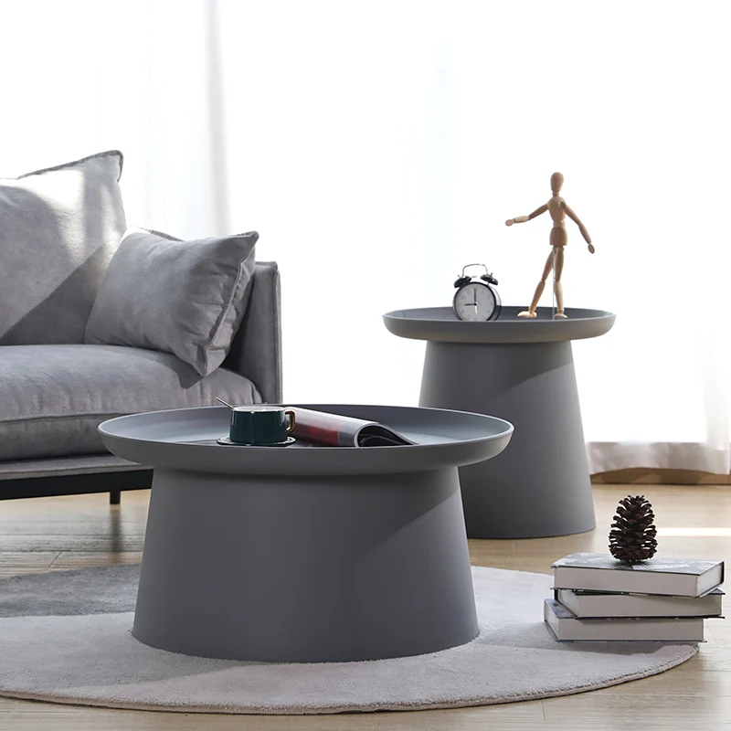 New Nordic Plastic Round Tea Table Quality Coffee Table Modern High Quality Side Desk Home Living Room Furniture Two Size