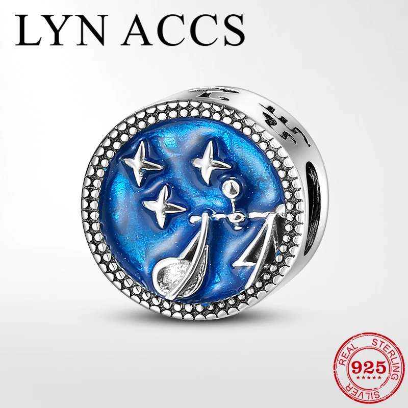 

2019 New European Charm 12 Constellation Libra 925 Sterling Silver Fine Beads fits Original Pandora Bracelets Women Jewelry
