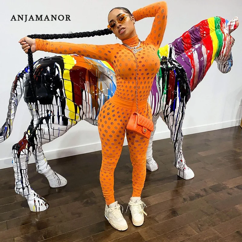 ANJAMANOR-Conjunto de dos piezas formado por Top y pantalón, para discoteca, D66-CE30