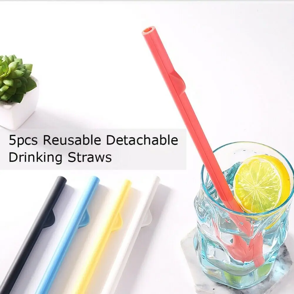 5 шт многоразовые Экологически чистые ABS пластиковые соломинки для питья Съемные легко очищаемые домашние кухонные бар вечерние аксессуары