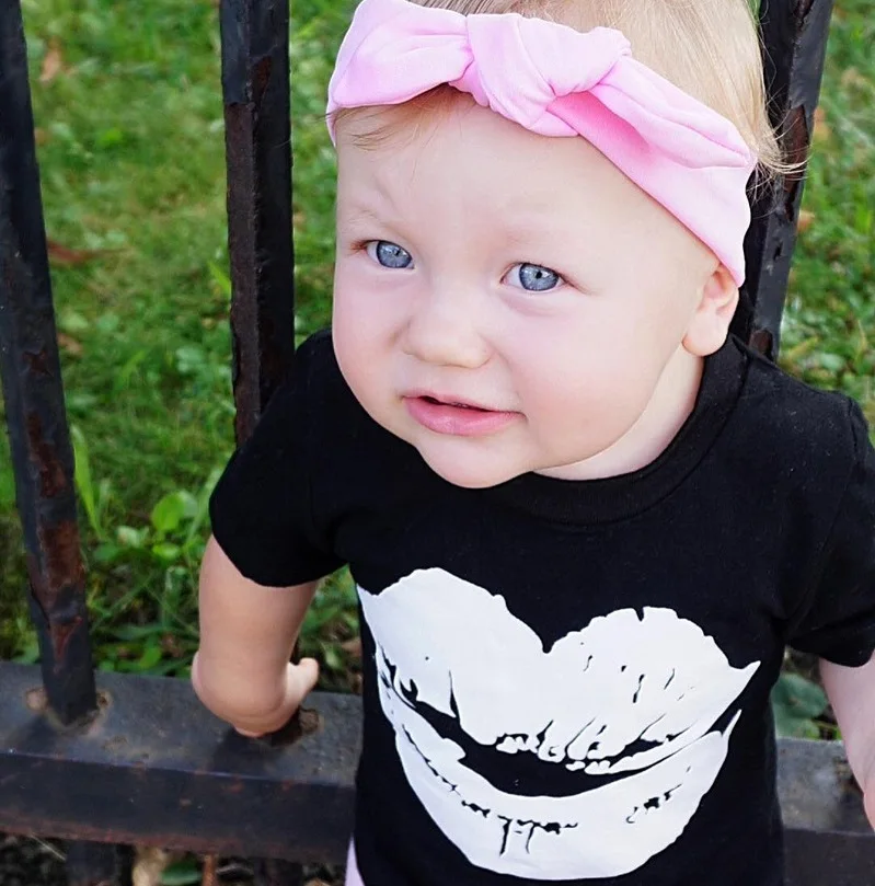 Kids Baby Girls Clothes Set 2024 Summer Lips T-shirt+Eyelash Pink Pants 2PCS Toddler Baby Girl Outfits 3M/6M-5T